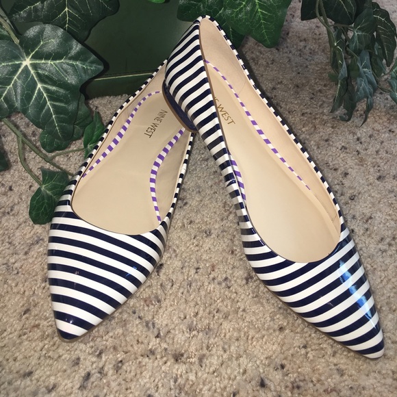 Nine West Shoes - Nine West Navy Blue & White Striped Comfy Flats ☀️