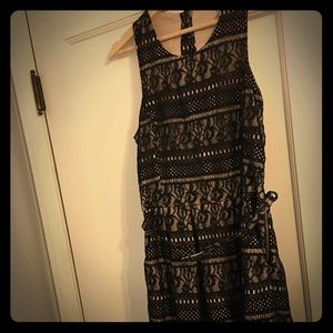 Hunter Dixon black lace dress with belt Size 6