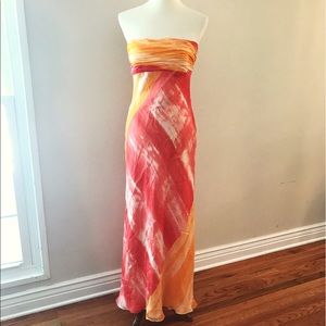 DAVID MEISTER Strapless Silk Dress