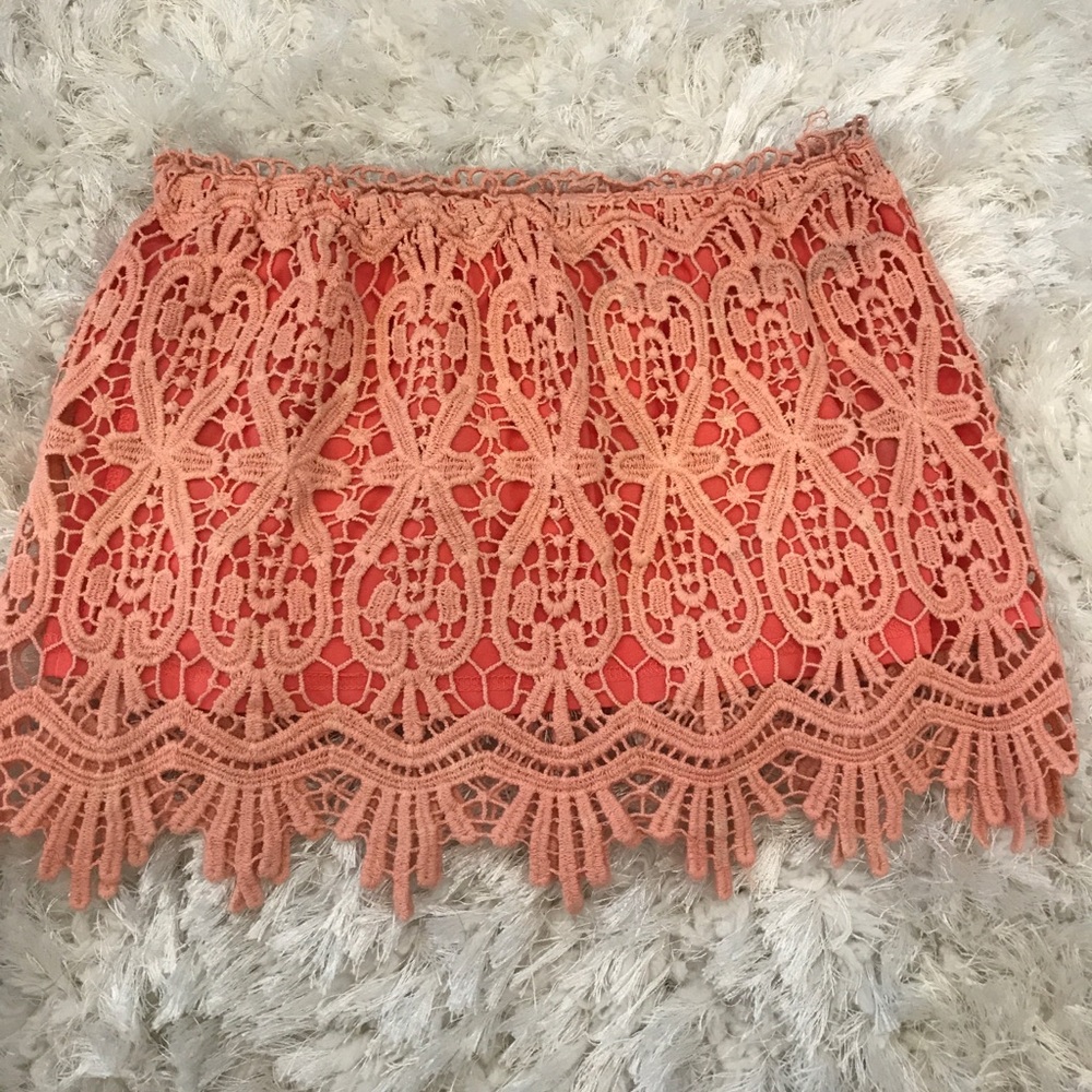 TOBI lace pink mini skirt