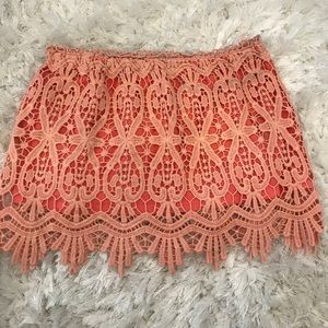 TOBI lace pink mini skirt