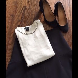 LOFT XXSP white embellished sweater