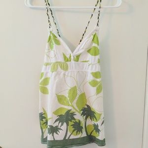 LAST CHANCE! Bershka Green and White Palm Tree Top