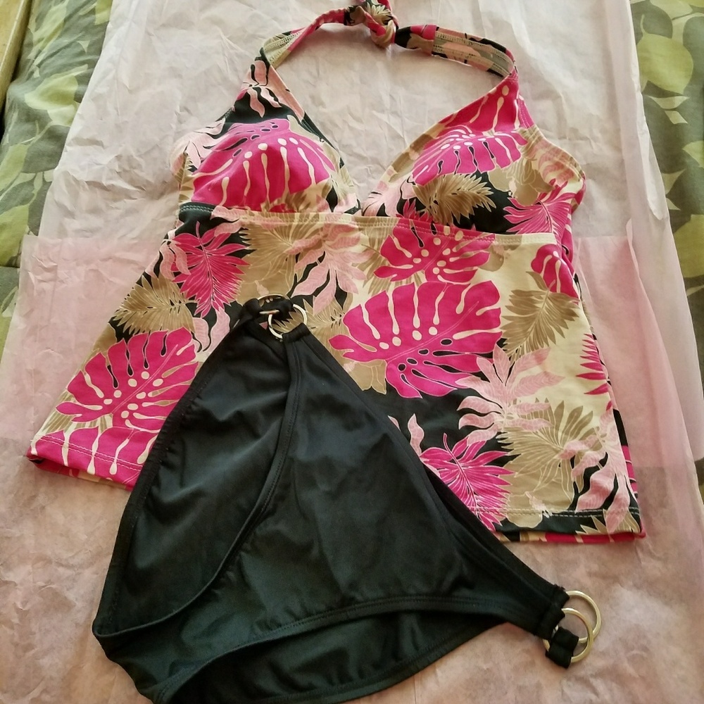 Tropical pink and blue two piece