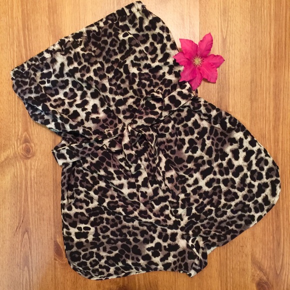 Forever 21 Pants - Forever 21 Leopard, Belted Romper