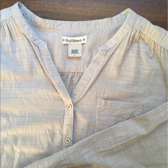 RuffHewn Tops - Beige and white pinstriped blouse