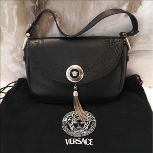 Gianni Versace Vanitas Tassel Black Leather Bag