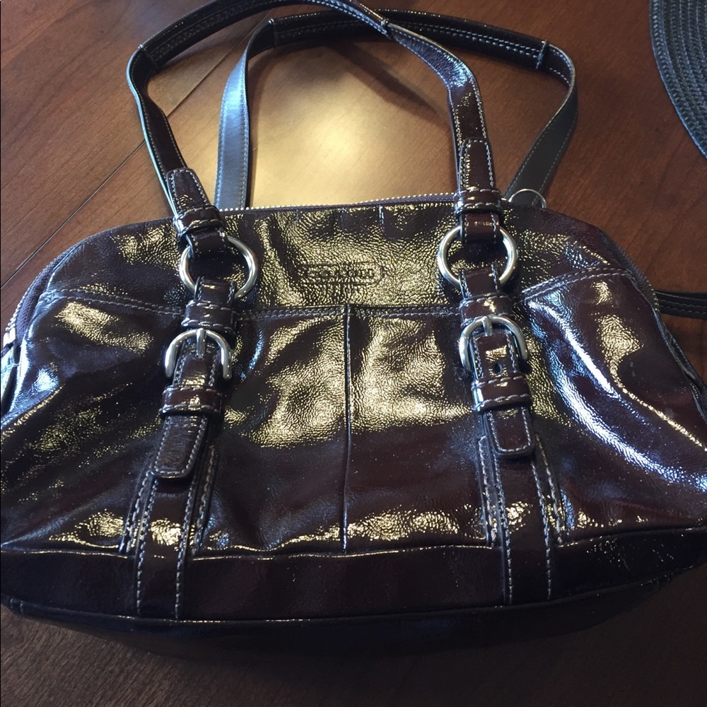 Deep brown purple coach purse