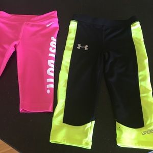 2 pairs of athletic leggings Nike/under Armour