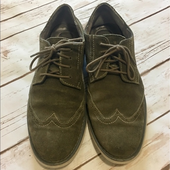 Calvin Klein Other - Calvin Klein - Leather Suede Olive Colored Shoes