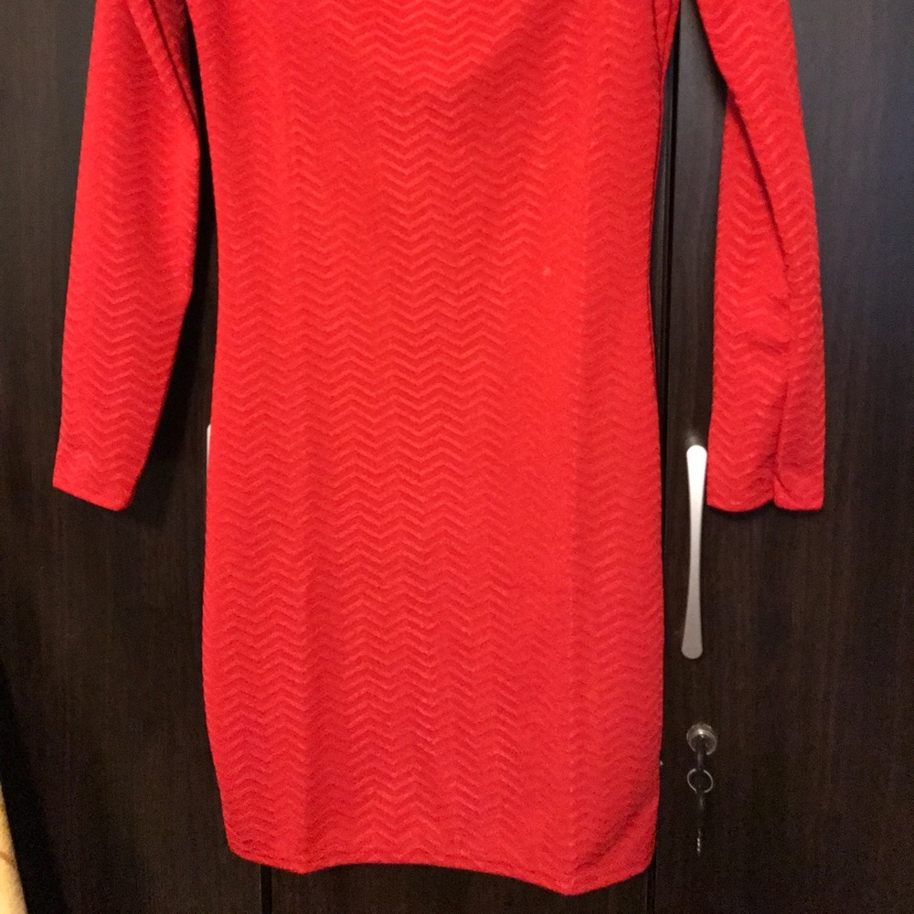 Red Off the Shoulder Dress - Picture 3 of 3