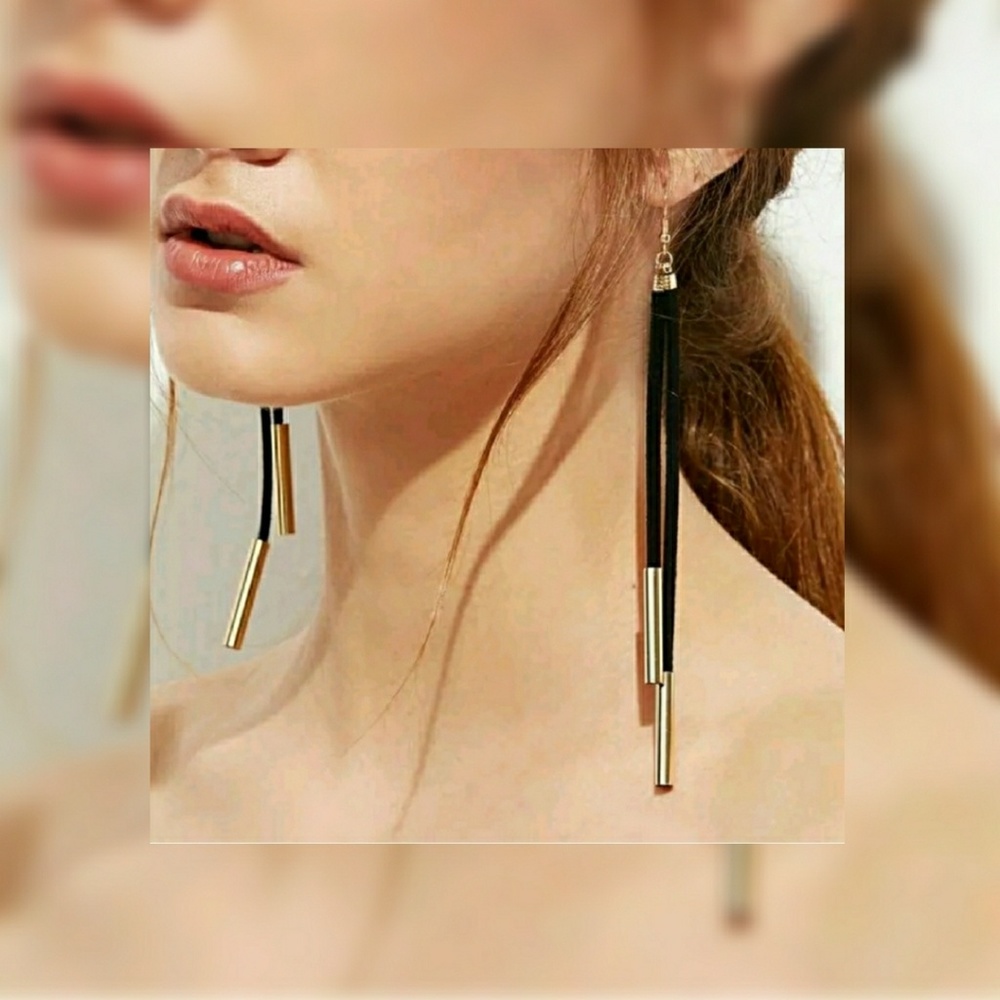 Black Suede Tassel earrings
