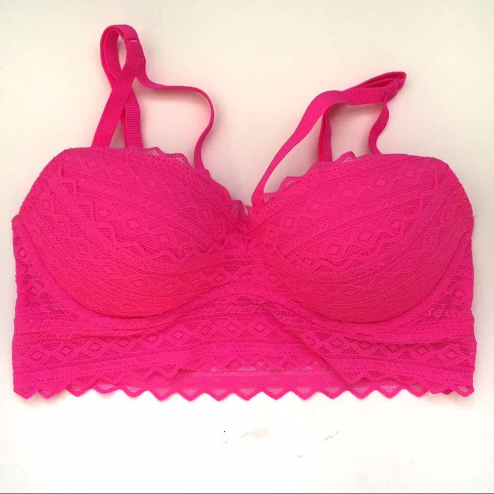 NWOT PINK MEDALLION LACE LIGHTLY LINED BRALETTE - Picture 2 of 7