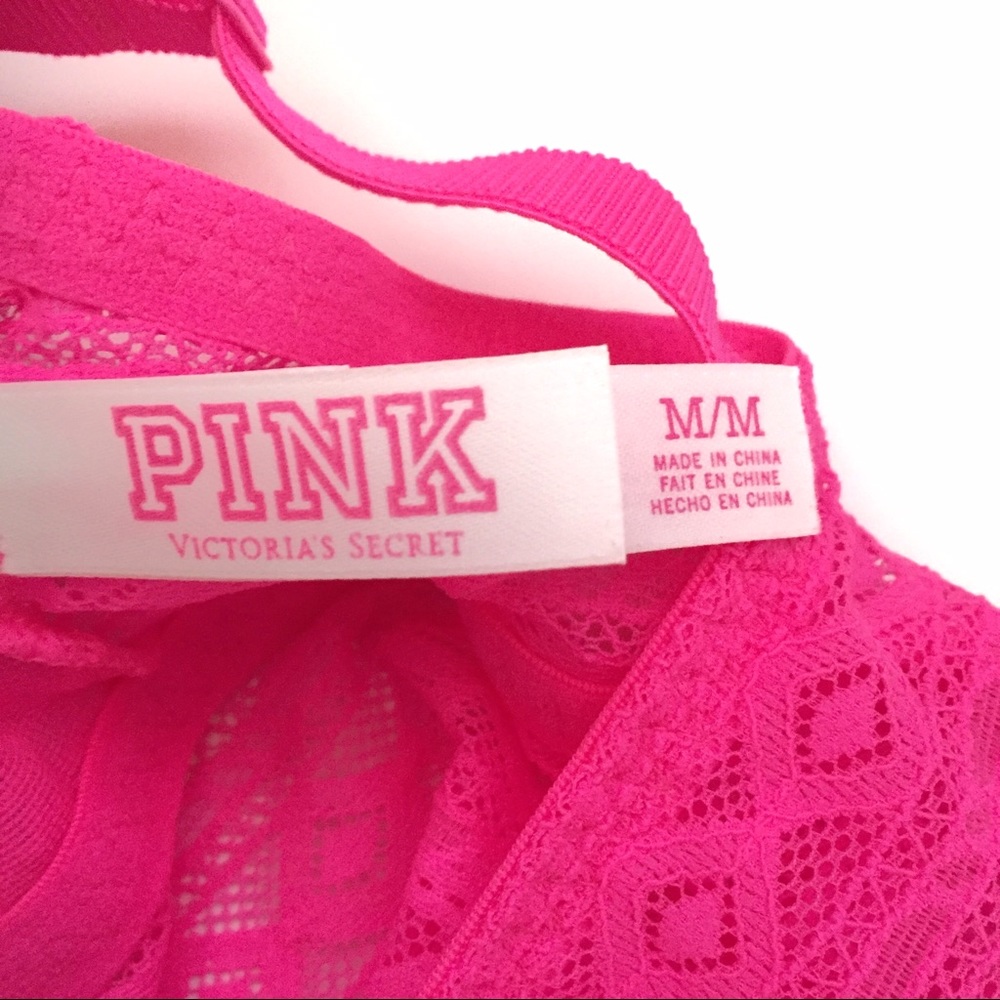 NWOT PINK MEDALLION LACE LIGHTLY LINED BRALETTE - Picture 5 of 7