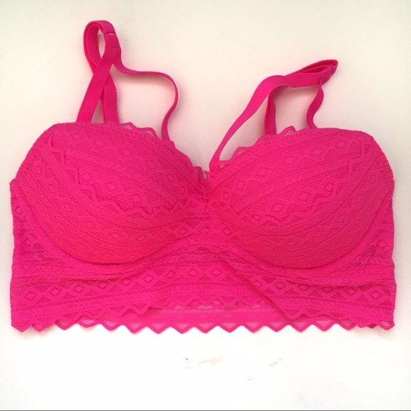 NWOT PINK MEDALLION LACE LIGHTLY LINED BRALETTE - Picture 2 of 7