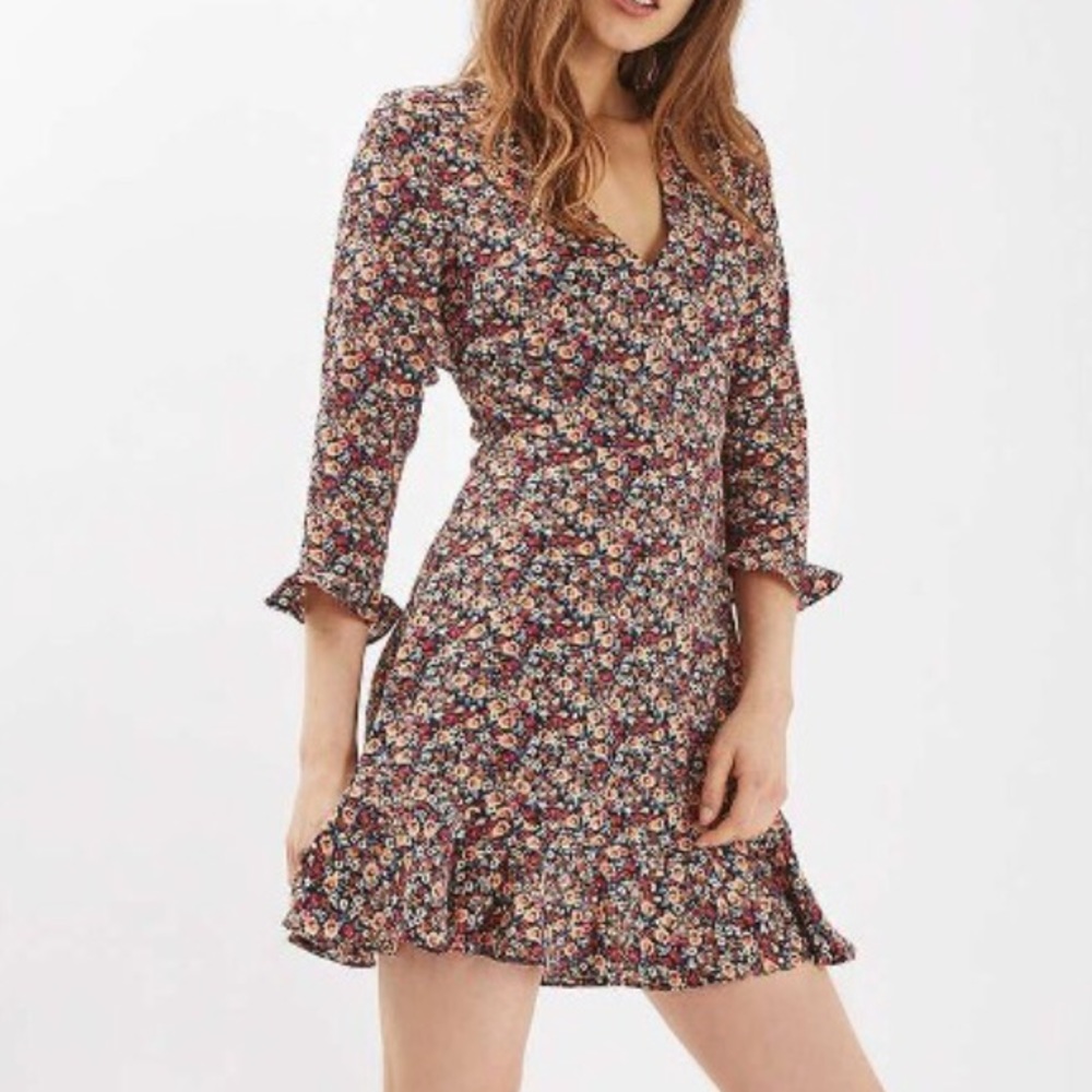 TOPSHOP Peach Ruffle Tea Dress - Picture 4 of 4