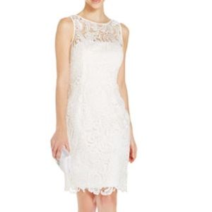 Adrianna Papell white illusion lace dress