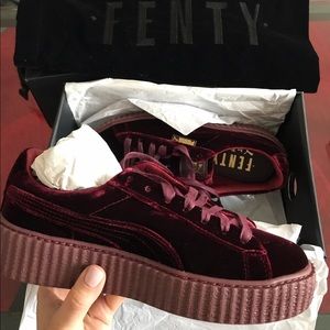 Burgundy Velvet Fenty Puma Creepers