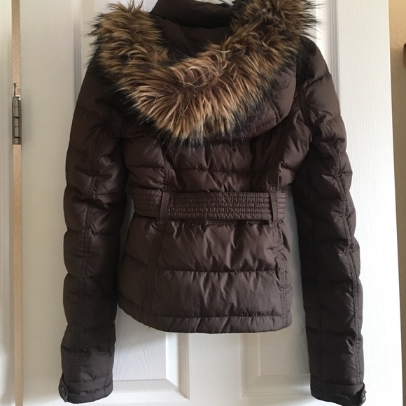 brown coat with fur hood