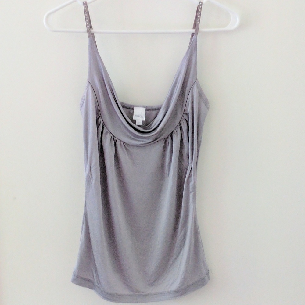 Gray/Silver Top with Drape Front