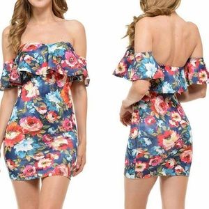 Floral form fitting dress