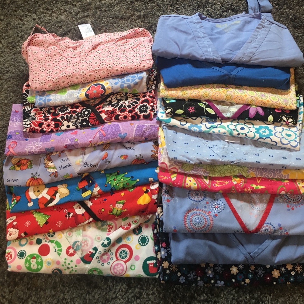 LOT of 19 SMALL Scrub Tops