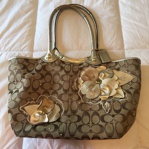 Coach Purse with flower appliqué
