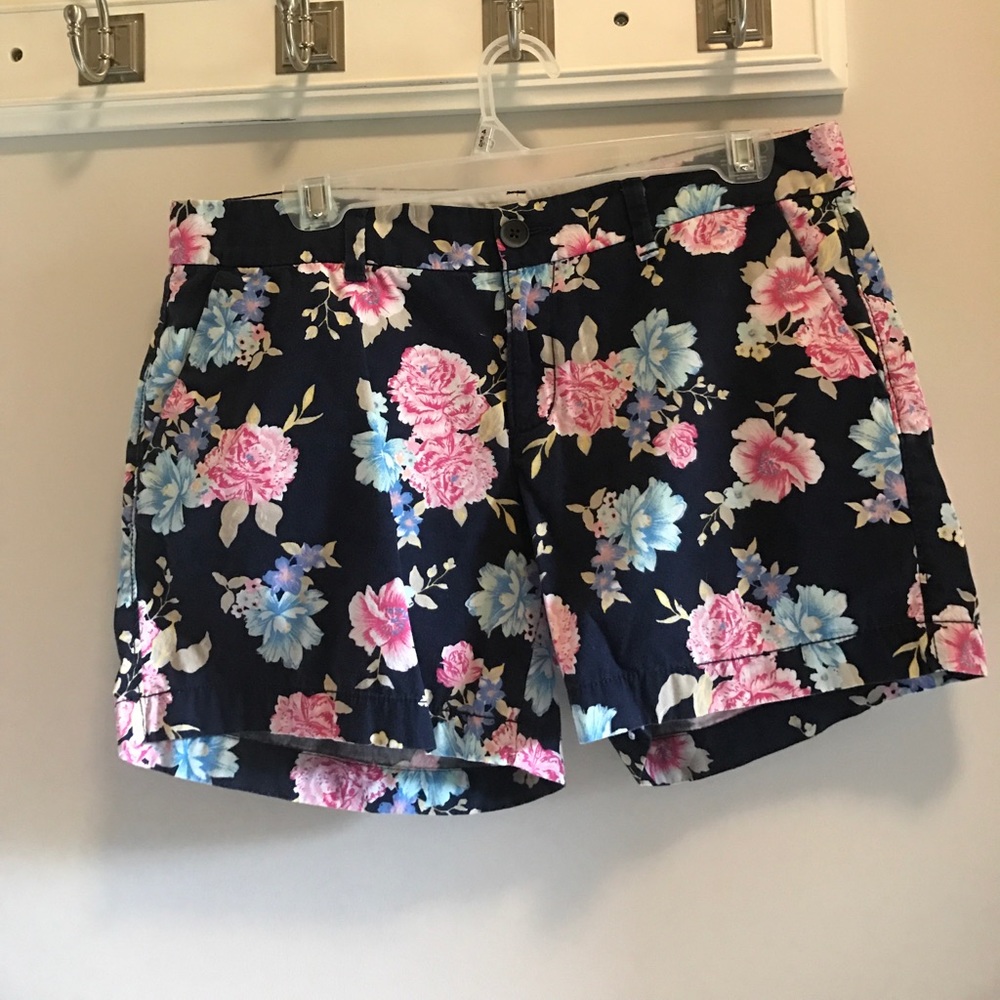 Navy Blue Floral Shorts