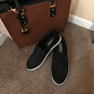 Steve Madden black slip ons!
