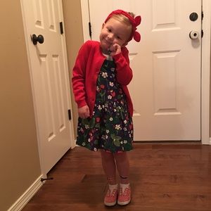 Mini Boden Dress-strawberry print corduroy overall