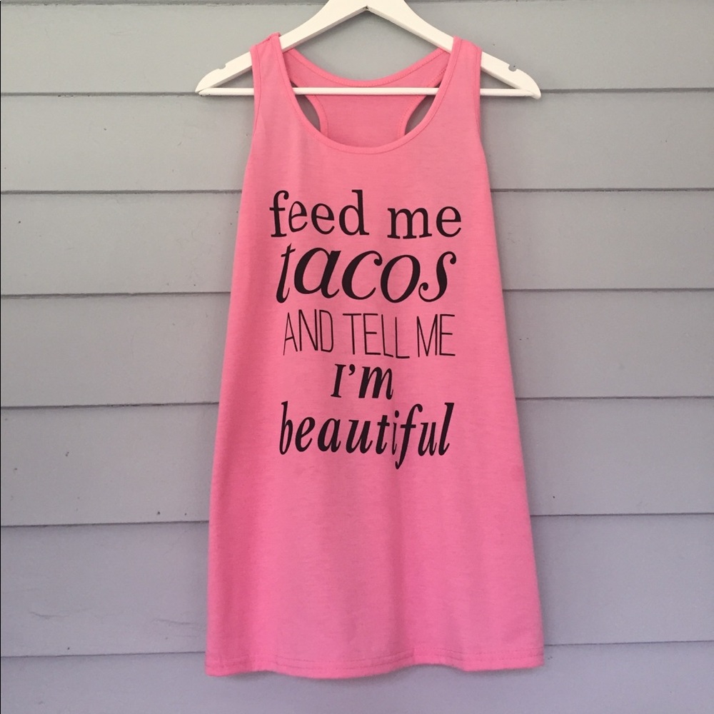 ✨1 Sz S LEFT✨ Feed Me Tacos Graphic Racerback Tank - Picture 3 of 6