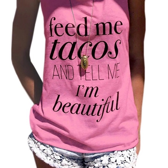 ✨1 Sz S LEFT✨ Feed Me Tacos Graphic Racerback Tank - Picture 2 of 6