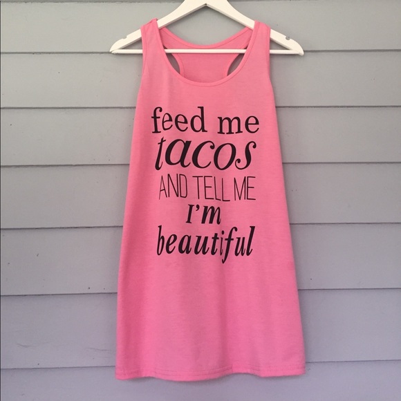 ✨1 Sz S LEFT✨ Feed Me Tacos Graphic Racerback Tank - Picture 3 of 6