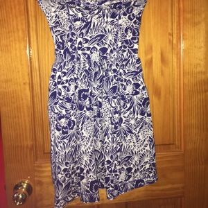 Floral print strapless dress