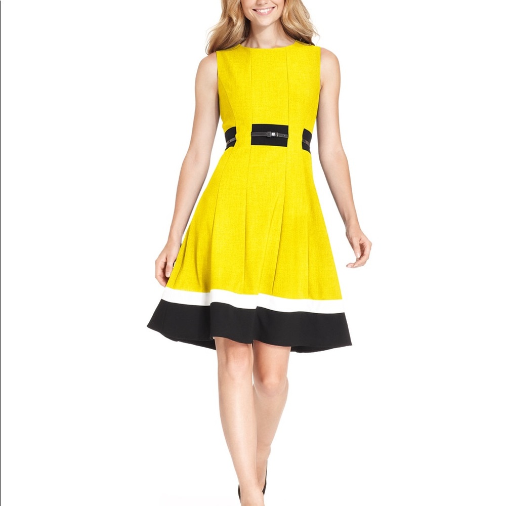 Yellow Dress with Black Belt (worn once)