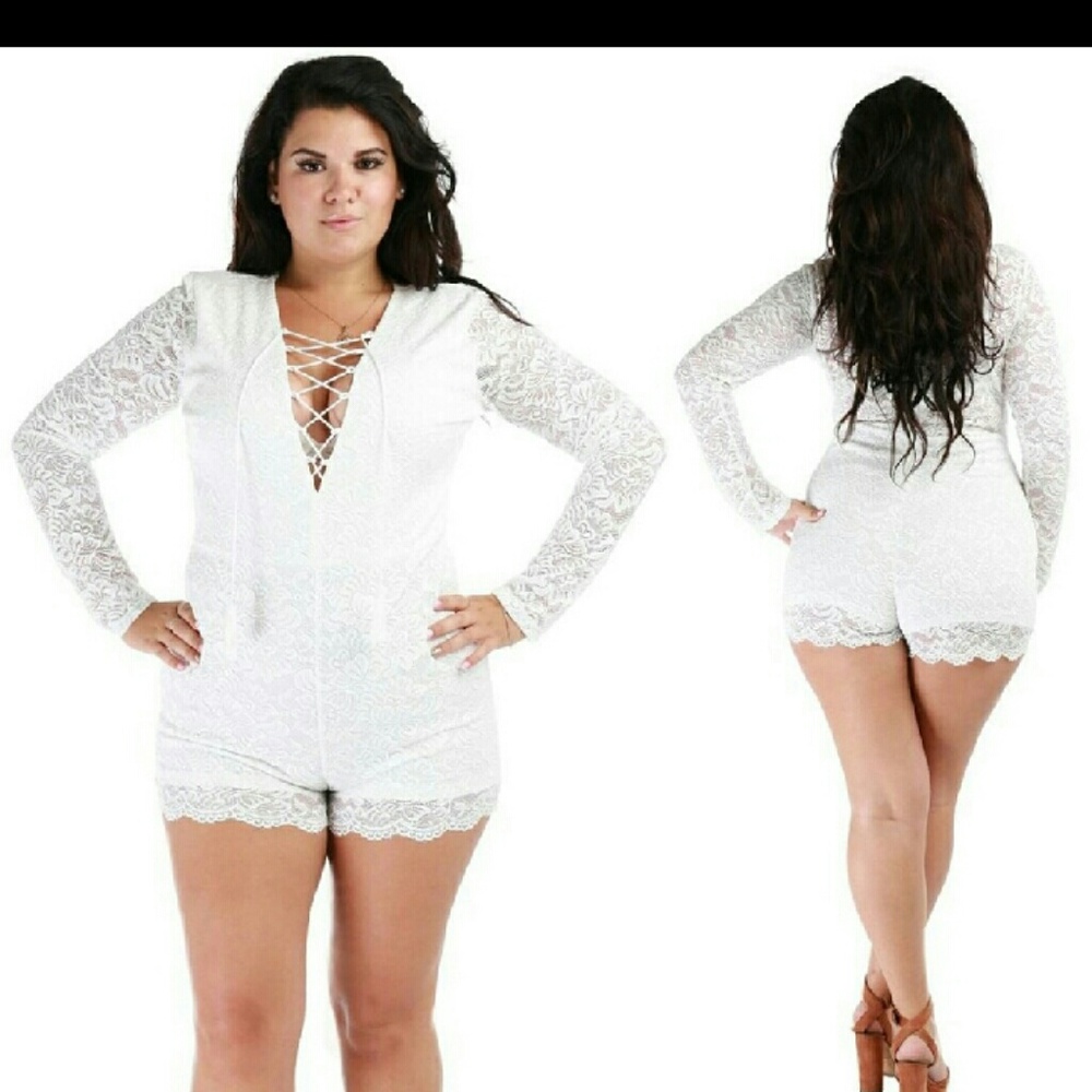 White Lace Sexy Romper 2x
