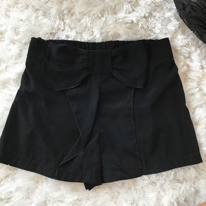 Black silk bow shorts