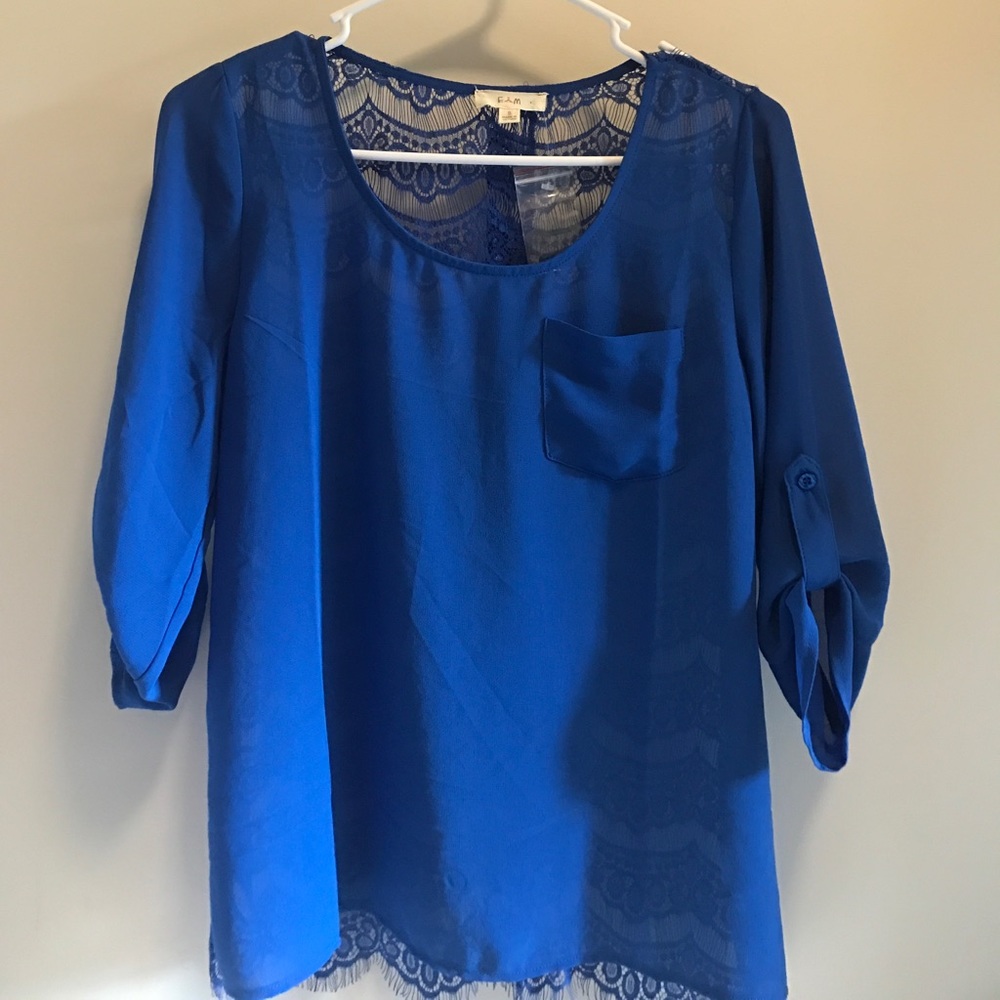 Royal Blue Lace Blouse