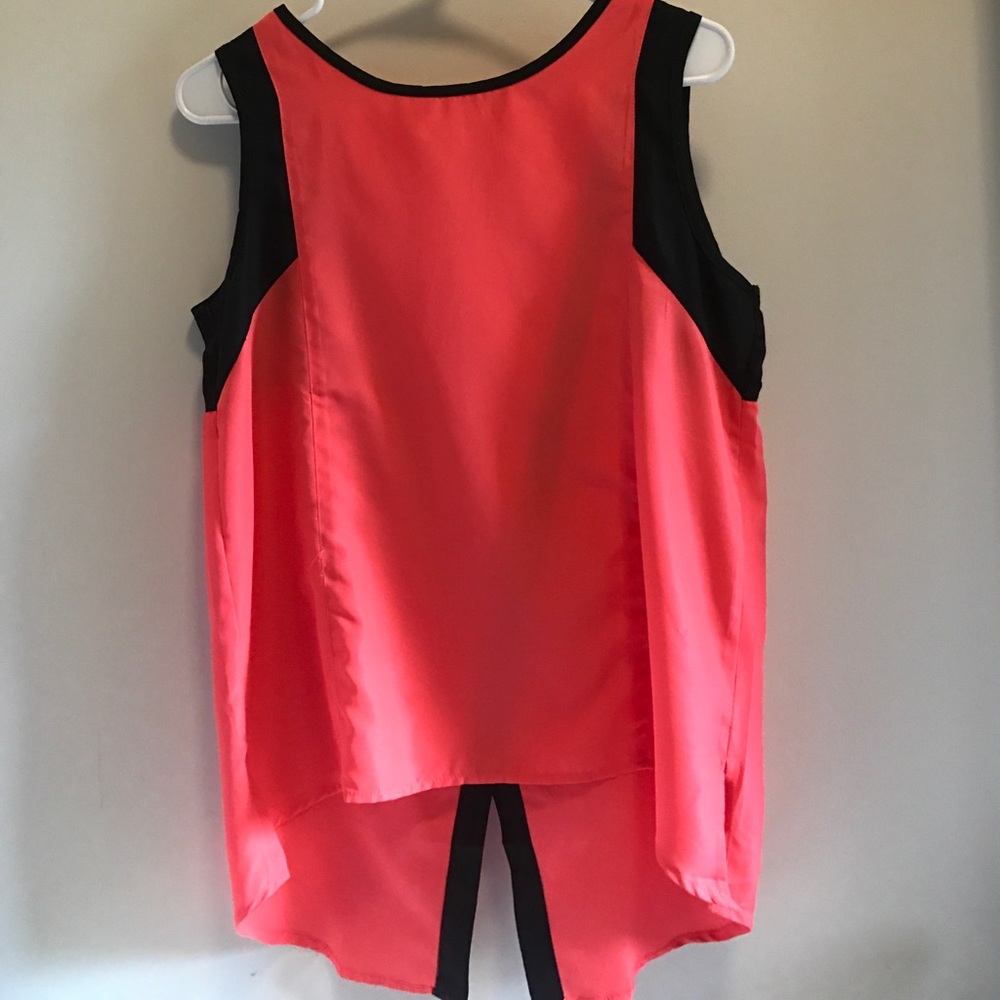Coral and Black Top