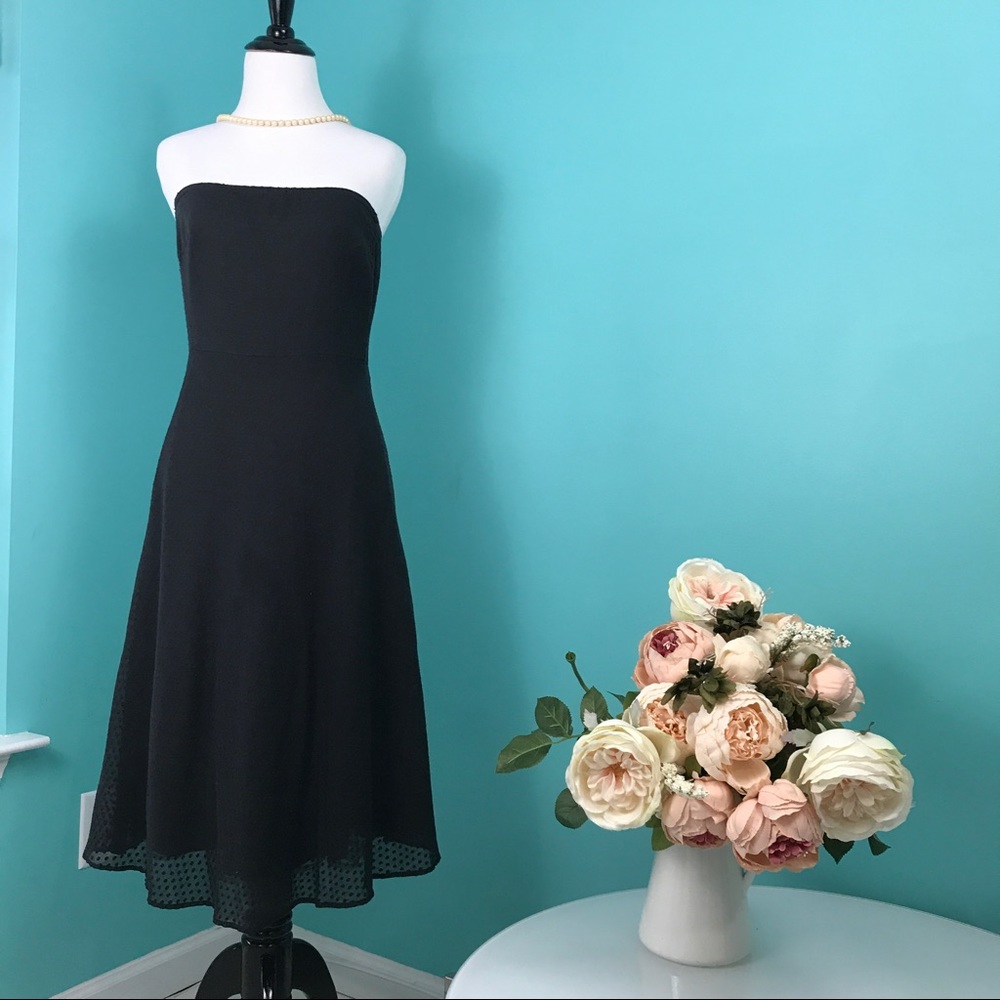 J. Crew Dress Summer Black Strapless Textured Si 4