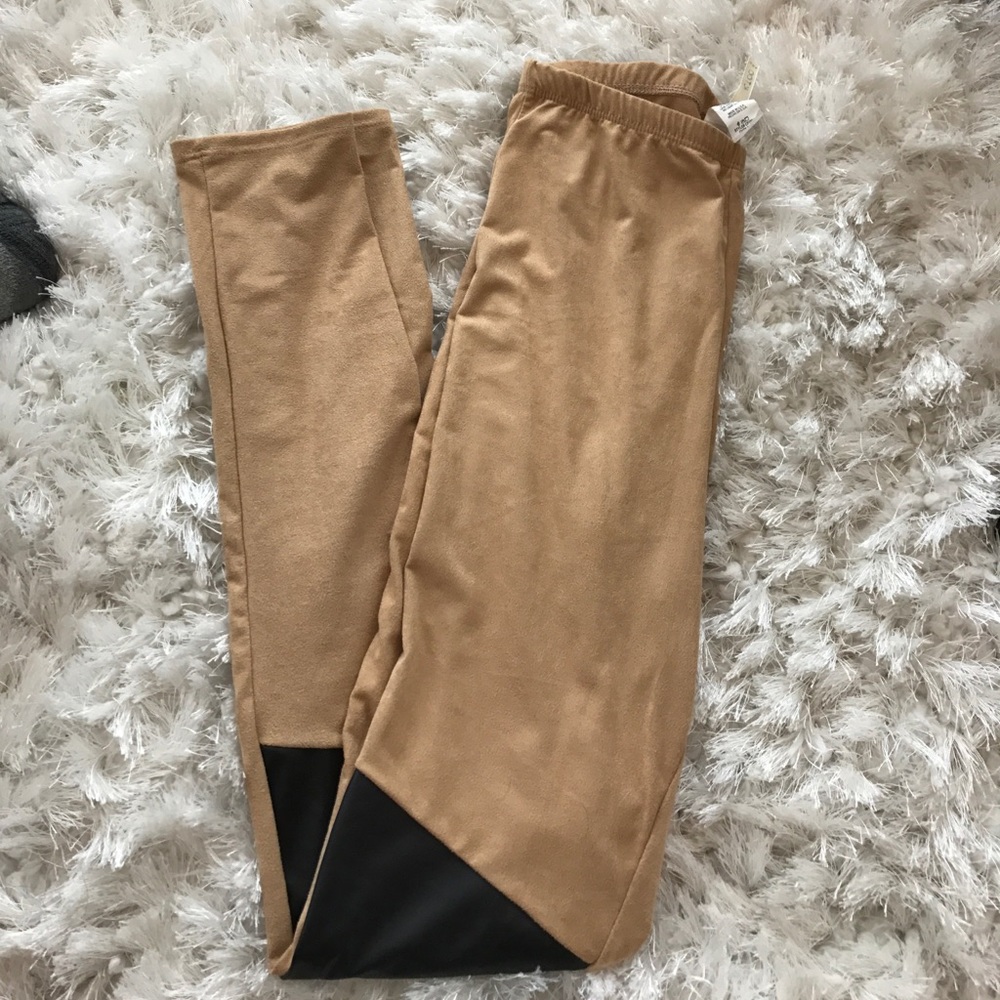 Suede nude leggings
