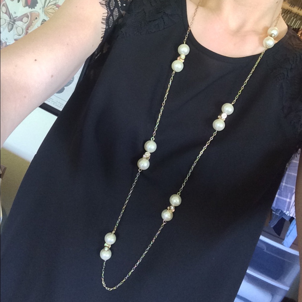 J. Crew Pearl and Gem Long Necklace