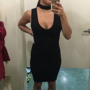 Black Bodycon Choker Dress