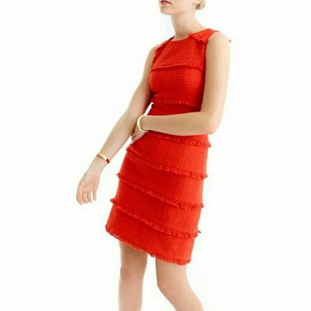 J. Crew Fringe Tweed Sheath Dress