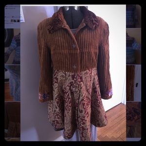 Large Amber Corduroy Embroidered Coat