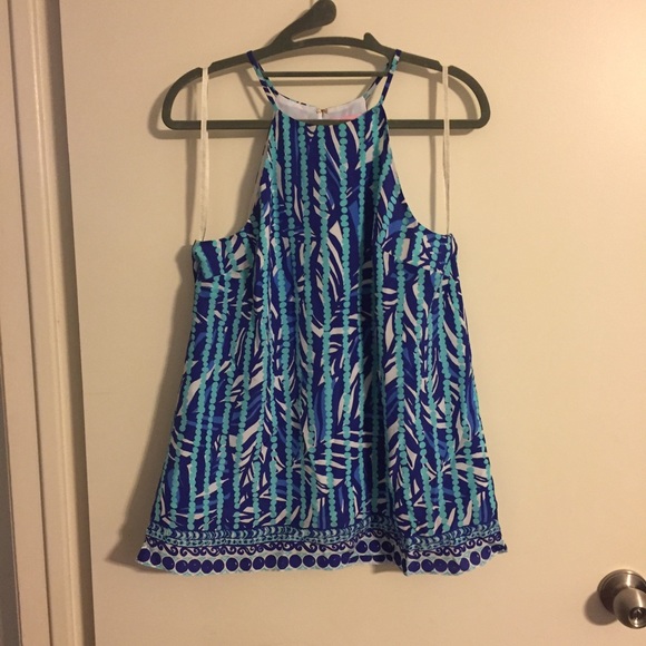 Lilly Samba Sleeveless Halter top Santorini Blue M - Picture 2 of 4
