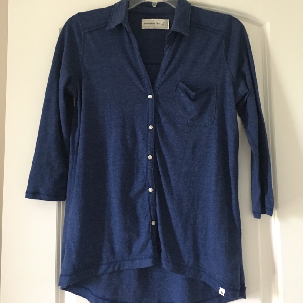 A&F Blue Button Down Cotton Shirt - Picture 2 of 4