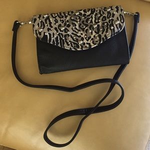 Black and leopard purse with silver studs/gems