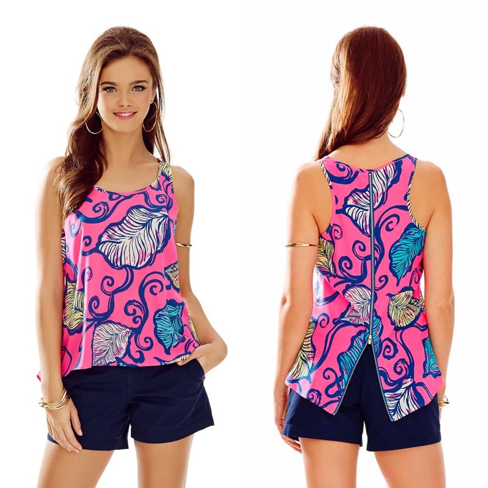 Lilly NWT Aerial Top Tropical Pin Leaves Breeze M