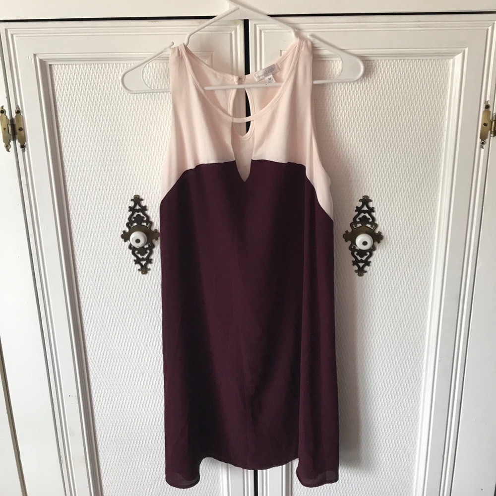 Charming Charlie maroon and white dress